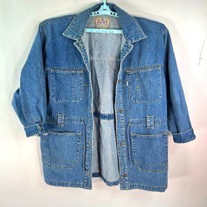 VTG Jean Blue Womens Blue Denim Jacket Pocket  Size L